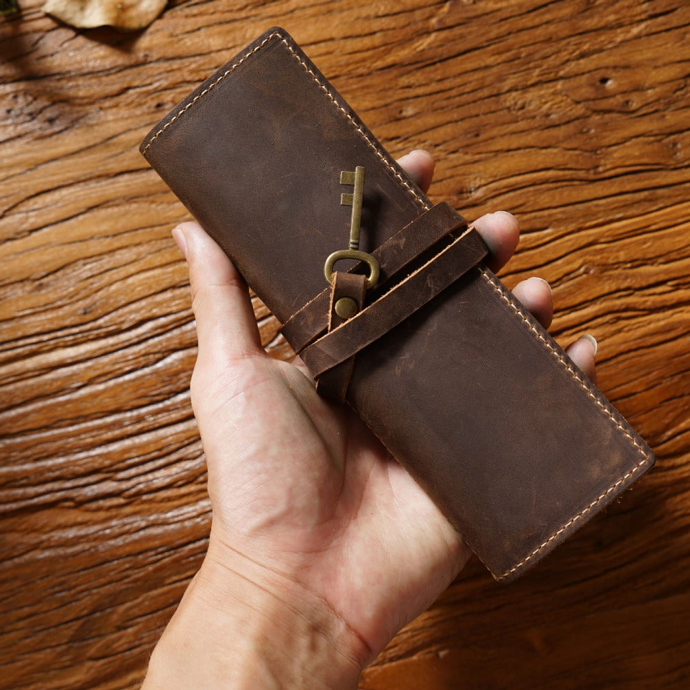 Wholesale First Layer Cowhide Vintage Handmade Multifunctional Pencil Case